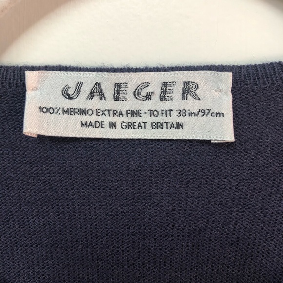 Vintage 80’s Jaeger merino blue argyle sweater beautiful condition UK size 38 - Picture 2 of 9